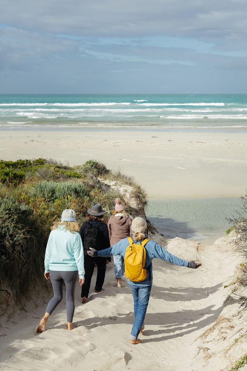 Walking onto the beach